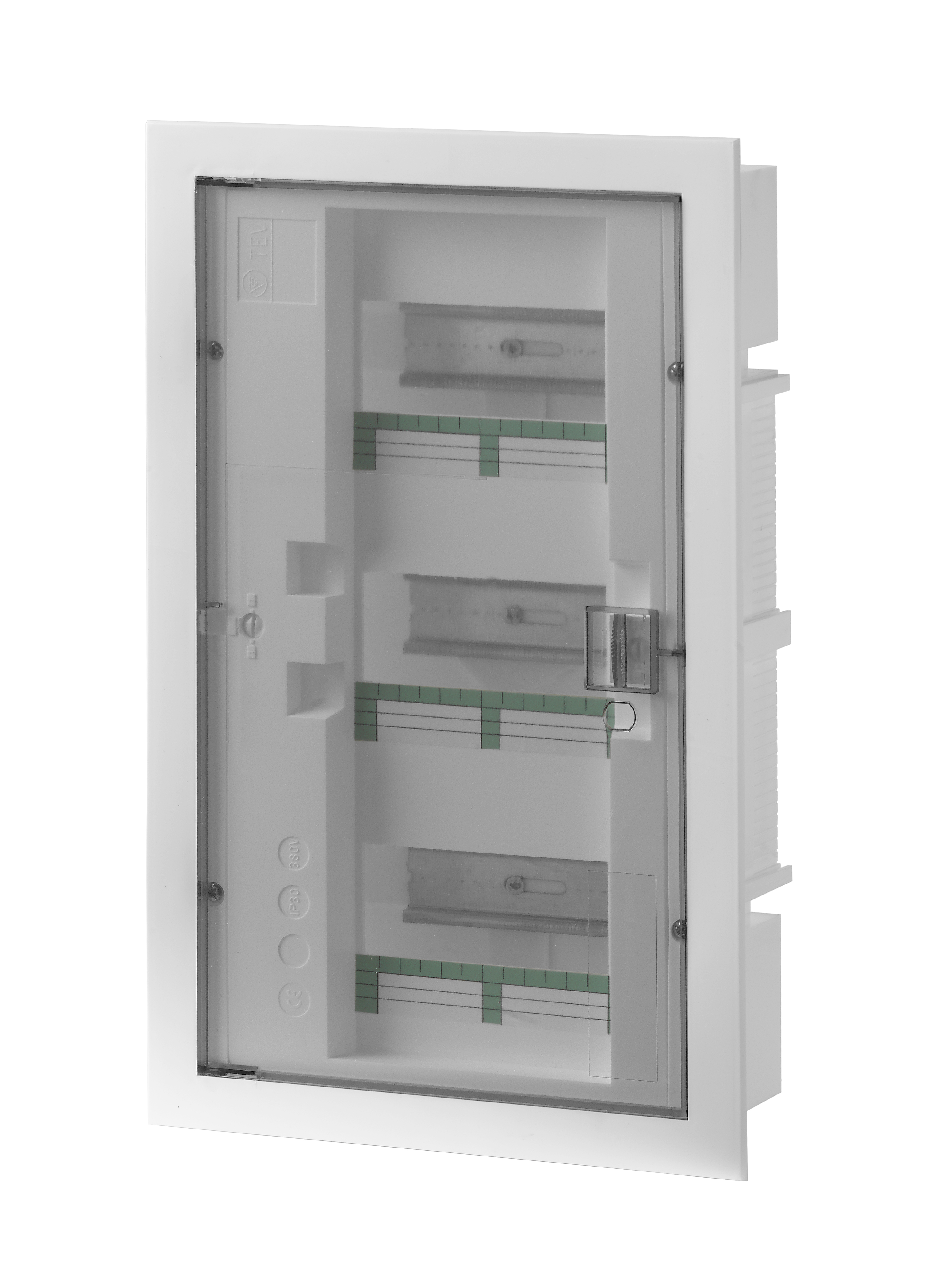 Quadro de Distribuição Embutir Ip40 Porta Transparente 3 Filas 18 Módu